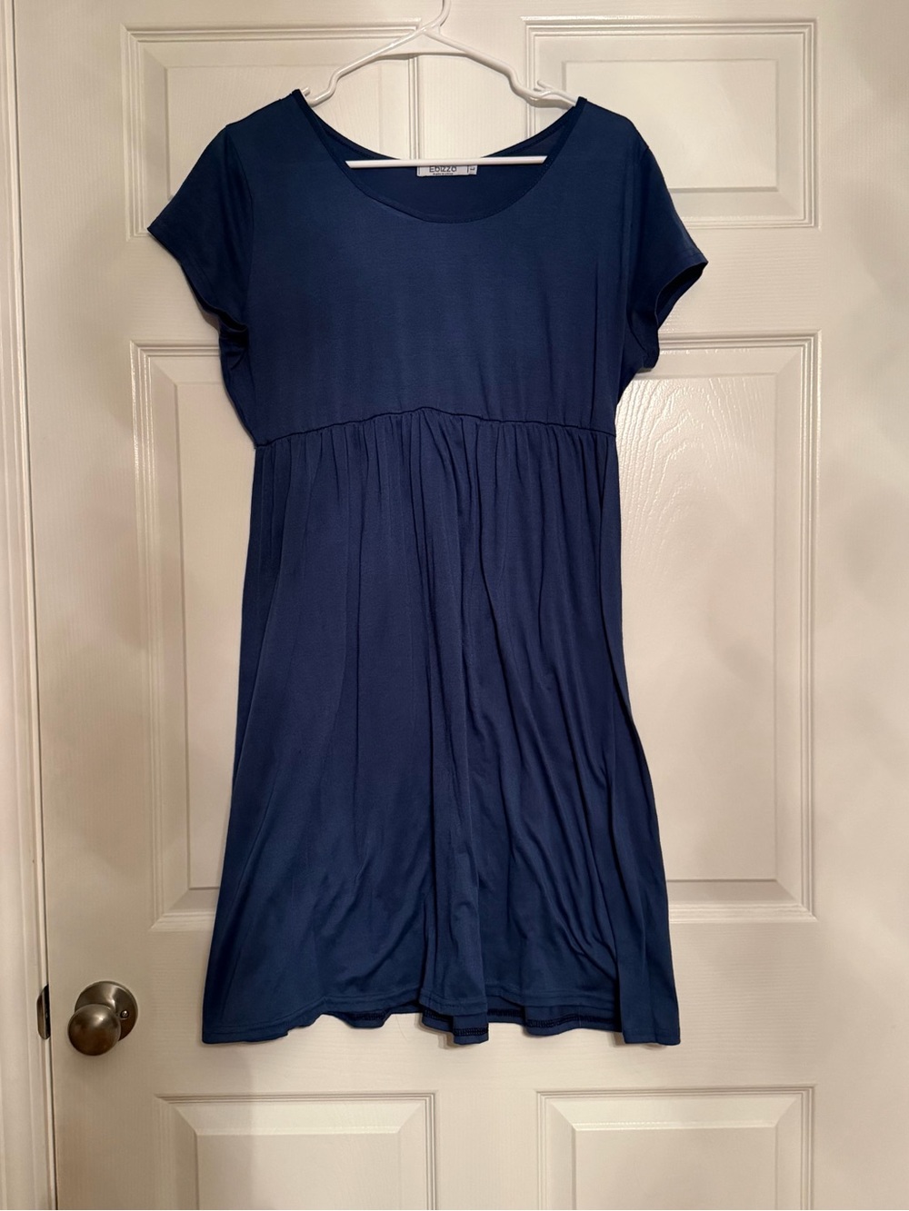 Casual Navy Midi Dress with Short Sleeves